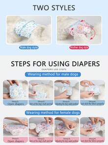10/12入狗狗尿布,寵物尿墊,超強吸水中大型寵物生理褲,一次性男性和女性寵物生理褲,帶除臭功能 - 彩色 - 查看 2