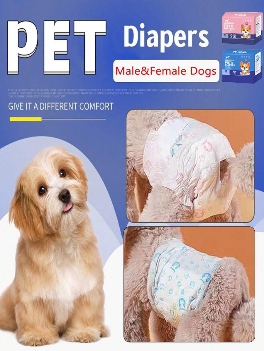 10/12入狗狗尿布,寵物尿墊,超強吸水中大型寵物生理褲,一次性男性和女性寵物生理褲,帶除臭功能 - 彩色 - 查看 1