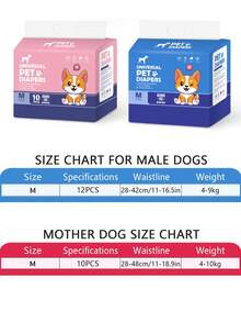 10/12入狗狗尿布,寵物尿墊,超強吸水中大型寵物生理褲,一次性男性和女性寵物生理褲,帶除臭功能 - 彩色 - 查看 6