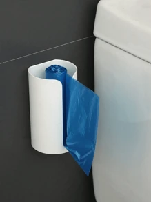 1pc Creative Adhesive-Free Garbage Bag Storage Box Wall-Mounted Kitchen Plastic Bag Organizer - White - View 1