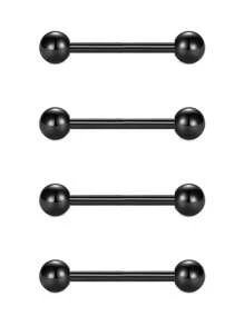 CIZME 4Pcs/Set Nipple Rings Tongue Rings Stainless Steel 14G Straight Barbells Piercing Jewelry 12mm,14mm,16mm,18mm