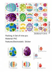 花朵复活节彩蛋窗贴、可移除彩蛋窗贴（用于复活节窗饰）、贴纸、墙贴、乙烯基贴纸（用于家居装饰）、春季装饰品（用于清新家居）、节日装饰贴纸（用于生日毕业典礼） - 彩色 - 查看 4