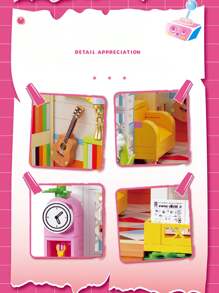 Moc迷你奈米積木益智玩具桌面擺件diy手工安妮工作室向日葵屋迷你街道積木套裝美學潮流積木 - 午後時光618pcs - 查看 5