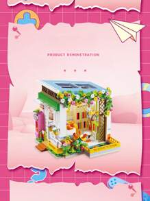 Moc迷你奈米積木益智玩具桌面擺件diy手工安妮工作室向日葵屋迷你街道積木套裝美學潮流積木 - 午後時光618pcs - 查看 3