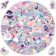 100入組星空貼紙,配有太陽系彩色卡通宇宙行星設計以裝飾手機,每個貼紙的尺寸為3-5cm - 淡紫色 - 查看 5