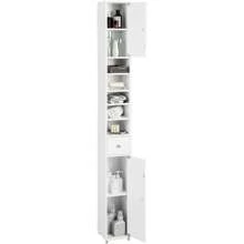 Mueble de baño estrecho, mueble alto con cajón, puertas y estantes, mueble de baño, mueble de almacenamiento para baño, cocina y salón, blanco, 20 x 20 x 180 cm - Blanco - Ver 1