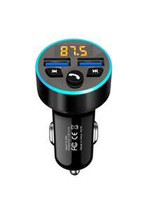 Halo Car Mp3 Player Fm Transmitter Receiver Qc3.0 Car Charger With Fast Charging - Black - View 3