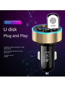 Halo Car Mp3 Player Fm Transmitter Receiver Qc3.0 Car Charger With Fast Charging - Black - View 5