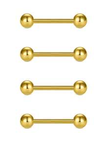 CIZME 4Pcs/Set Nipple Rings Tongue Rings Stainless Steel 14G Straight Barbells Piercing Jewelry 12mm,14mm,16mm,18mm