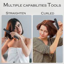 Cinsmile 2 In 1 Mini Hair Straightener,  Ceramic Tourmaline Plate, Beauty Small Lightweight Portable Flat Iron Heating Curler For Home (Black) - Black - View 3