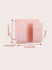 1pc Plain Plastic Wall Mounted Phone Holder - Pink - View 3