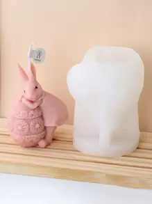 1 pieza Molde de silicona con forma de conejo lindo de Pascua DIY - Blanco - Ver 3