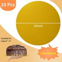 Valentine'S Day Cake Boards, Cake Base, Cake Decorating, 10pcs/Set Round Cake Board, Disposable Cake Plate, Waterproof & Oil Proof Cake Board Base Cake Tray (10 Inches) - Gold - View 8