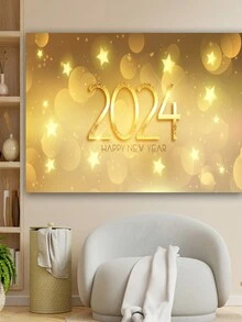 1 件裝飾背景布,新年裝飾品 - 黑金 - 查看 3