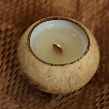 Vela en forma de cáscara de coco con aroma elegante y suave a leche de coco, que aporta una sensación de bosque, decoración de cáscara de coco' - Blanco - Ver 8