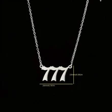 suteyi 1條不鏽鋼天使數字吊墜項鍊時尚幸運數字項鍊111 222 333 444 555 777 888 999 666 000 吊墜項鍊魅力首飾 - 銀色 - 查看 9