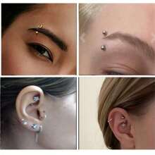 4入組16g時尚不銹鋼微小眉環男女適用,彎曲的杆狀蛇紋眉環穿刺耳臍肚唇鉤環,適用於日常穿戴和派對聚會