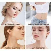 4入組16g時尚不銹鋼微小眉環男女適用,彎曲的杆狀蛇紋眉環穿刺耳臍肚唇鉤環,適用於日常穿戴和派對聚會