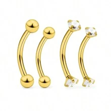 4入組16g時尚不銹鋼微小眉環男女適用,彎曲的杆狀蛇紋眉環穿刺耳臍肚唇鉤環,適用於日常穿戴和派對聚會