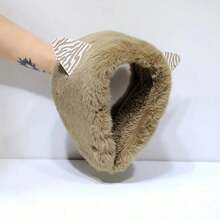 可愛的貓咪毛絨耳罩,帶耳朵的冬季保暖防寒毛絨耳罩,卡通頭帶保暖耳暖器適用於女士和女孩 - 米色 - 查看 7