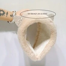 可愛的貓咪毛絨耳罩,帶耳朵的冬季保暖防寒毛絨耳罩,卡通頭帶保暖耳暖器適用於女士和女孩 - 米色 - 查看 2