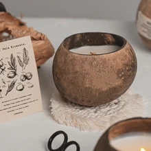 Vela en forma de cáscara de coco con aroma elegante y suave a leche de coco, que aporta una sensación de bosque, decoración de cáscara de coco' - Blanco - Ver 2