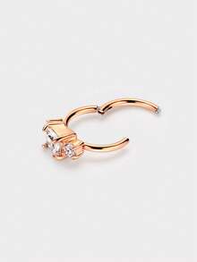 Rose Gold Plated 18g 8mm Surgical Steel Piercing Jewelry Hoop Hypoallergenic AAA Cubic Zirconia Cartilage Earrings 18 Gauge Helix Hoop - Rose Gold - View 3