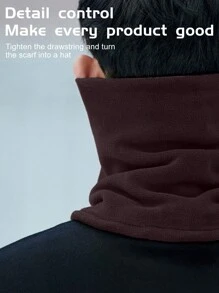 1pc Winter Outdoor Sports Windproof Fleece Reversible Thick Neck Warmer For Cycling, Skiing - Brown - View 7