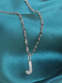 1pc Simple Stainless Steel 26 English Alphabet Pendant Necklace, Ideal Gift For Friends - Yellow Gold - View 5