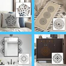 12入組曼陀羅藝術繪畫模板,具有中空圖案,白色pet材料的模板適用於水彩畫、石彩畫、素描本、刮繪板、牆壁、紙張、紡織品、家具、相冊裝飾等。非常適合孩子學習、藝術創作和手工diy。 - B55 - 查看 6