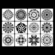 12入組曼陀羅藝術繪畫模板,具有中空圖案,白色pet材料的模板適用於水彩畫、石彩畫、素描本、刮繪板、牆壁、紙張、紡織品、家具、相冊裝飾等。非常適合孩子學習、藝術創作和手工diy。 - B55 - 查看 10