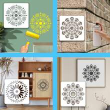 12入組曼陀羅藝術繪畫模板,具有中空圖案,白色pet材料的模板適用於水彩畫、石彩畫、素描本、刮繪板、牆壁、紙張、紡織品、家具、相冊裝飾等。非常適合孩子學習、藝術創作和手工diy。 - B55 - 查看 5