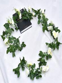 1入組10頭白花綠藤人造花,家庭裝飾用途 - 白色 - 查看 1