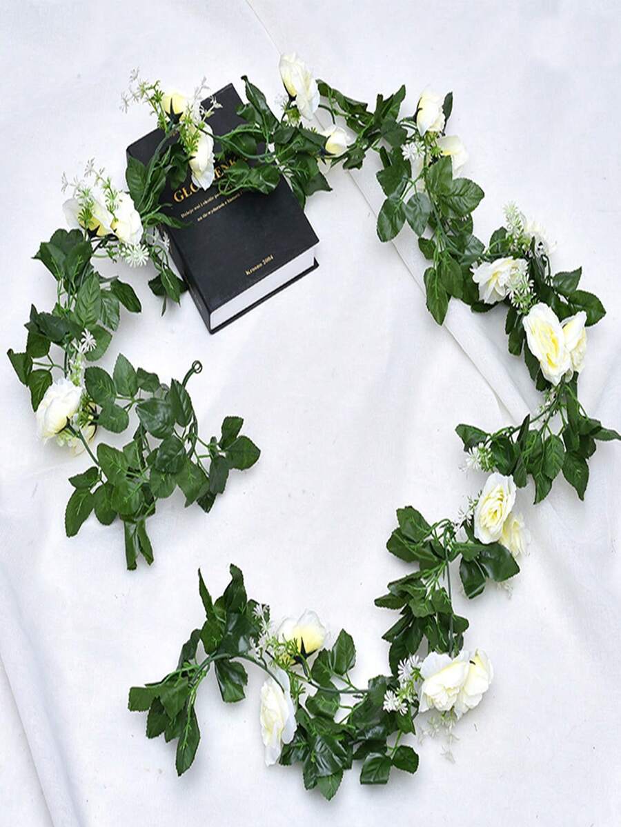 1入組10頭白花綠藤人造花,家庭裝飾用途 - 白色 - 查看 1