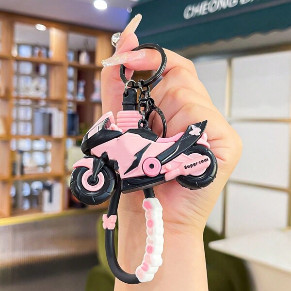 Llavero creativo de motocicleta con muñeco al por mayor, llavero lindo con colgante de caricatura, soporte para llaves