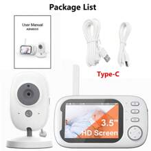 CDYCAM 3.5 Inch Wireless Video Baby Monitor Night Vision Temperature Monitoring 2 Way Audio Talk Baby Nanny Security Camera Video Nanny Radio Baby Camera Support 64GB SD Card - White - View 3