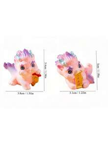 2pcs Miniature Landscape Lucky Beast Dragon Figurines Creative Dragon Year Desk, Car, Home Decorations(Pink&White) - Multicolor - View 2