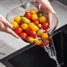 Multi-Functional Drain Basket Kitchen Sink Drain Strainer Basket Drain Rack Basket With Spout For Vegetables Fruits Drainage Basket - Transparent Gray - View 5