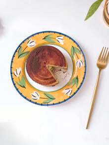 1個鬱金香陶瓷盤,復古手繪水果托盤,餐盤,高端碟子,甜點碟,意粉碟,適用於家庭,辦公室,餐廳 - 黃色鬱金香盤 - 查看 4