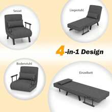 Sleeping Chair Sofa Bed With Sleeping Function, 4 In 1 Foldable Sofa Bed With 6-Way Adjustable Backrest & Removable Cushion, Relaxation Chair Sofa Bed For Home, Office, Up To 150kg - Màu xám đen - Xem 5