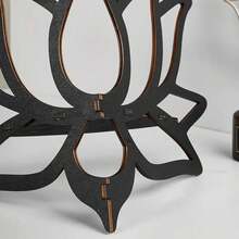 1入浮動木質蓮花造型展示架,牆角水晶石儲物架,適用於植物、花卉、玩具、香薰蠟燭,家庭儲物組織,適用於門廳、臥室、家居、聖誕裝飾、牆面裝飾、美學房間裝飾 - 黑色 - 查看 4