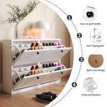 Vowner帶有4個翻轉抽屜的鞋柜,可存放16雙鞋,擺放於門廳、走廊及客廳的式鞋架