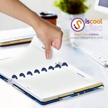 Caderno Disco ISCOOL Inteligente Mármore Cores - Azul Escuro - Visão 11