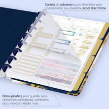 Caderno Disco ISCOOL Inteligente Mármore Cores - Azul Escuro - Visão 3