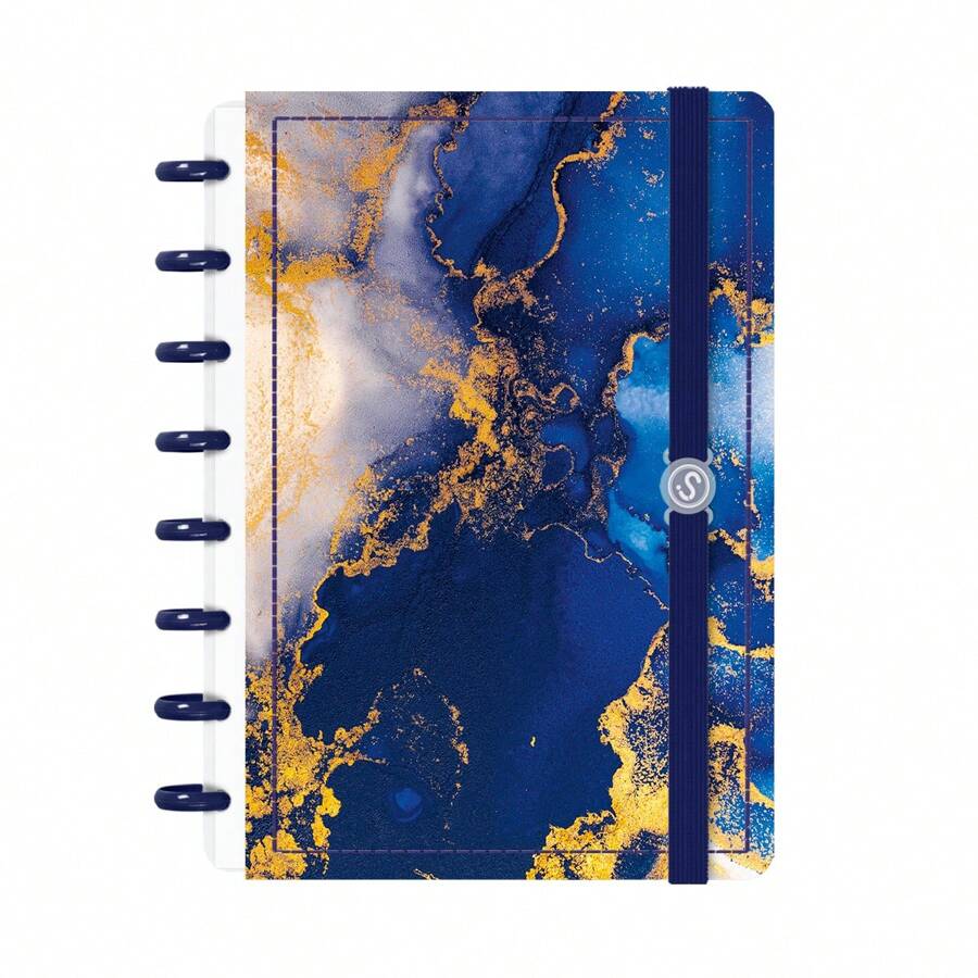 Caderno Disco ISCOOL Inteligente Mármore Cores - Azul Escuro - Visão 1