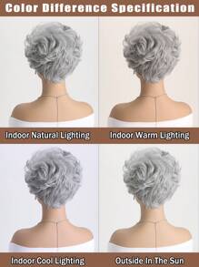 Của phụ nữ Đúng mốt Ngắn Bob Tóc xoăn Xám 10 Inch Sợi tổng hợp Chất xơ Tóc giả piece Tóc mái , Thích hợp Đối với Mặc hàng ngày - Xám - Xem 8