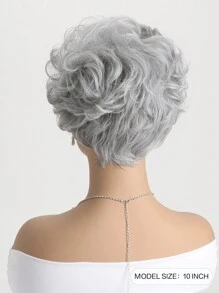 Của phụ nữ Đúng mốt Ngắn Bob Tóc xoăn Xám 10 Inch Sợi tổng hợp Chất xơ Tóc giả piece Tóc mái , Thích hợp Đối với Mặc hàng ngày - Xám - Xem 7