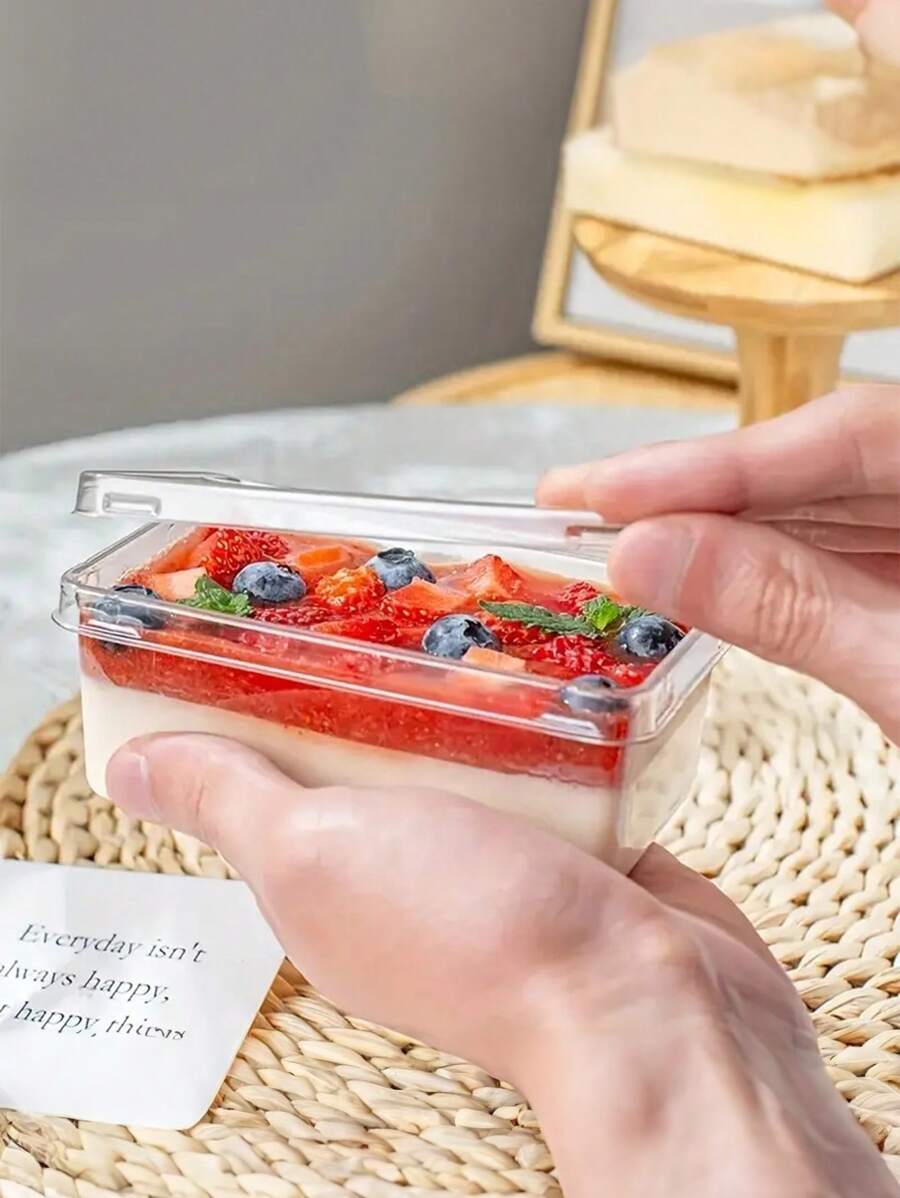 9 PCS  Tiramisu Box, Mousse Cake Box, PP Box, Dessert Packaging Box, Baking Container - Clear - View 1