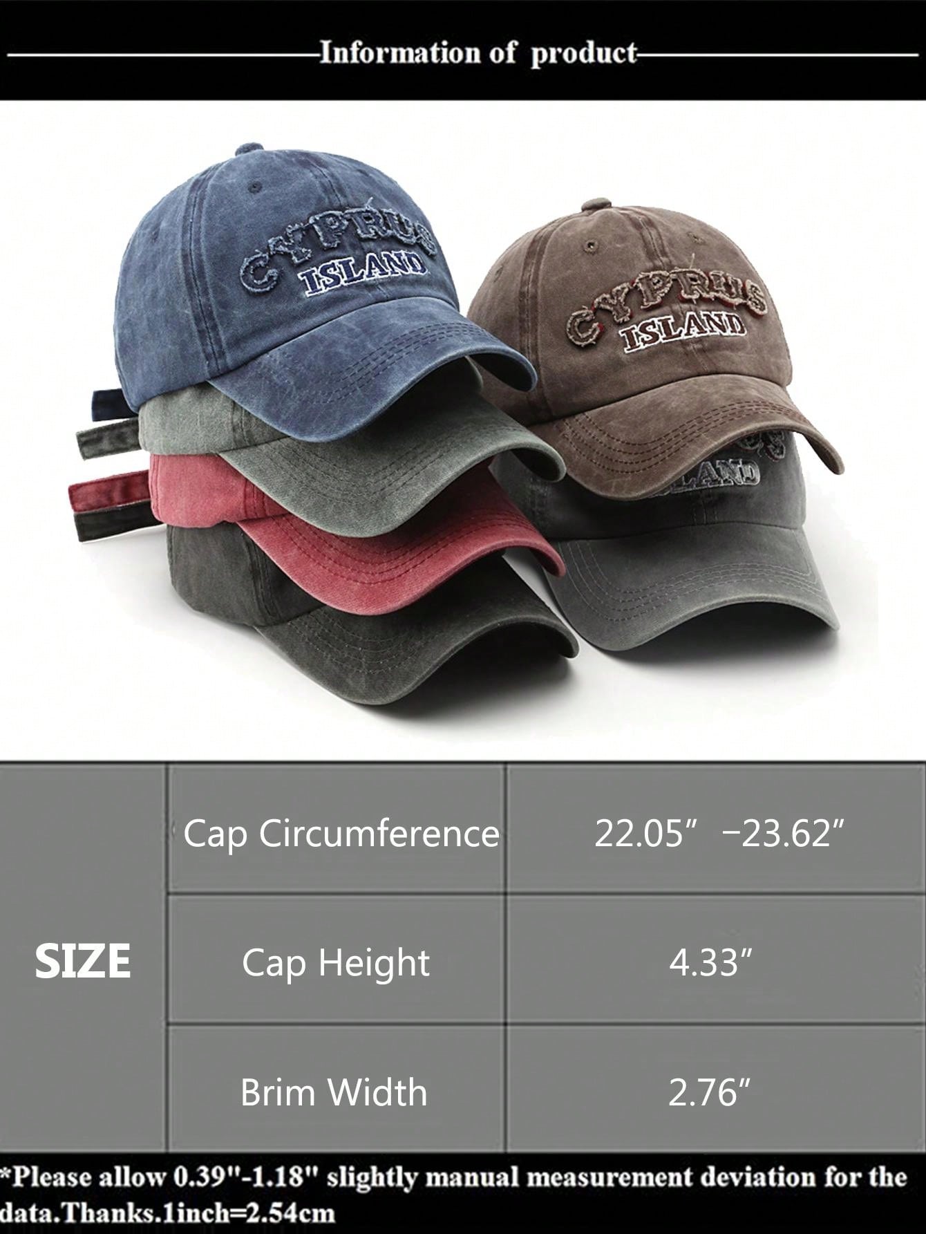 1pc Navy Blue Baseball Caps Unisex Vintage Washed Distressed Hats