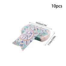 10pcs Happy Eid Al-Adha Geometric Floral & Crescent Moon Pattern Paper Pillow Boxes, Suitable For Holiday Party Candy Snack Gift Packaging - Multicolor - View 2